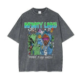 Infinity Links Aliens Oversize Snow Washed Graphic T-Shirt Pirate Gray / S