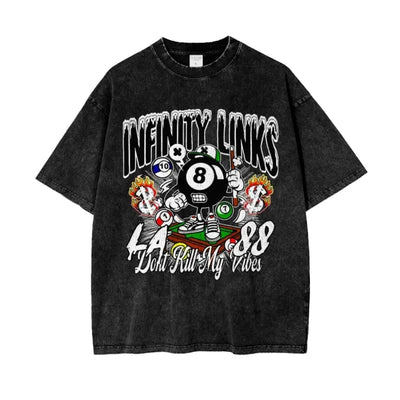 Infinity Links Vibes Oversize Snow Washed Graphic T-shirt - Heretic - s Streetwear - Cotton T-shirt - graphic T-shirt -  product_type