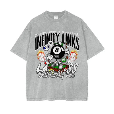 Infinity Links Vibes Oversize Snow Washed Graphic T-shirt - Heretic - s Streetwear - Cotton T-shirt - graphic T-shirt -  product_type