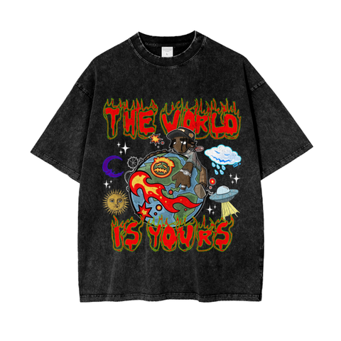 Acid Wash Oversize T-Shirt - 250 GSM - Black / S