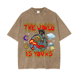 Acid Wash Oversize T-Shirt - 250 GSM - Light Brown / S