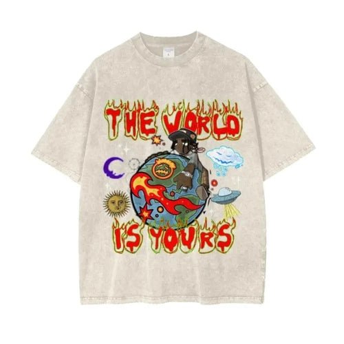 Infinity Links World Acid Wash Oversize T-Shirt - 250 GSM - Heretic - s Streetwear -  product_type