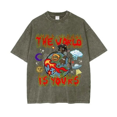 Infinity Links World Acid Wash Oversize T-Shirt - 250 GSM - Heretic - s Streetwear -  product_type