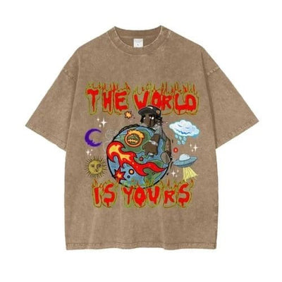 Infinity Links World Acid Wash Oversize T-Shirt - 250 GSM - Heretic - s Streetwear -  product_type