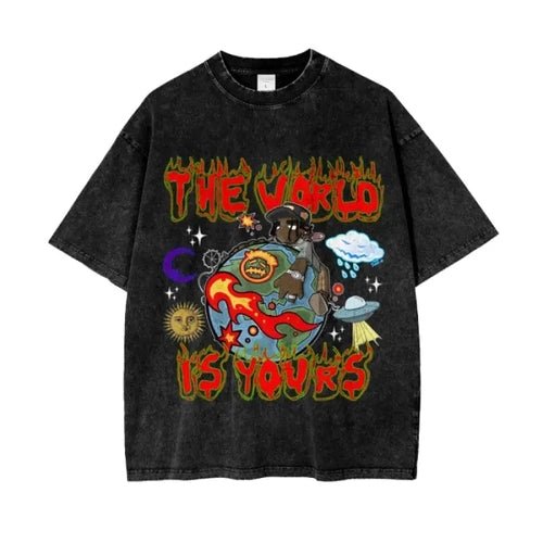 Infinity Links World Acid Wash Oversize T-Shirt - 250 GSM - Heretic - s Streetwear -  product_type