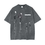 Nephilim Oversize Snow Wash black graphic tee with skeleton print, loose fit, 100% cotton, casual streetwear style.