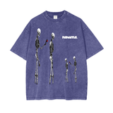 Nephilim Oversize Snow Wash black graphic tee with skeleton print and loose fit in 100% cotton.