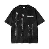 Nephilim Oversize Snow Wash black graphic tee with skeleton print and loose fit in 100% cotton fabric.
