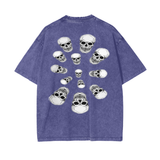 Nephilim oversize black graphic tee with snow wash finish and skull design on back, loose fit, 100% cotton, unisex streetwear shirt