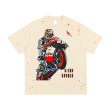 FNDMNTLS. Ricky Hayden Ducatti Paint Splatter Graphic T-Shirt Light Apricot / S