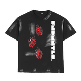 Black Rositas Butterfly Hand Brushed Graphic T-shirt with red butterfly design and white text, made of 100% premium cotton.