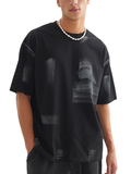 Unisex black Rositas Butterfly Hand Brushed Graphic T-shirt with unique hand-painted butterfly design, made of 100% premium cotton, featuring a relaxed fit and short sleeves.