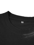Close-up of black Rositas Butterfly Hand Brushed Graphic T-shirt collar with soft cotton fabric and round neckline