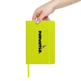 Lime green Hardcover Bound Notebook with FNDMNTLS branding, ideal for planners, diaries, and daily writing tasks.